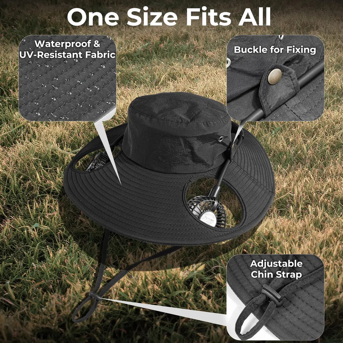 COMLIFE Cooling Sun Hat with Fan Rechargeable UPF 50+ | 16H Neck Fan for Camping & Beach - view 6