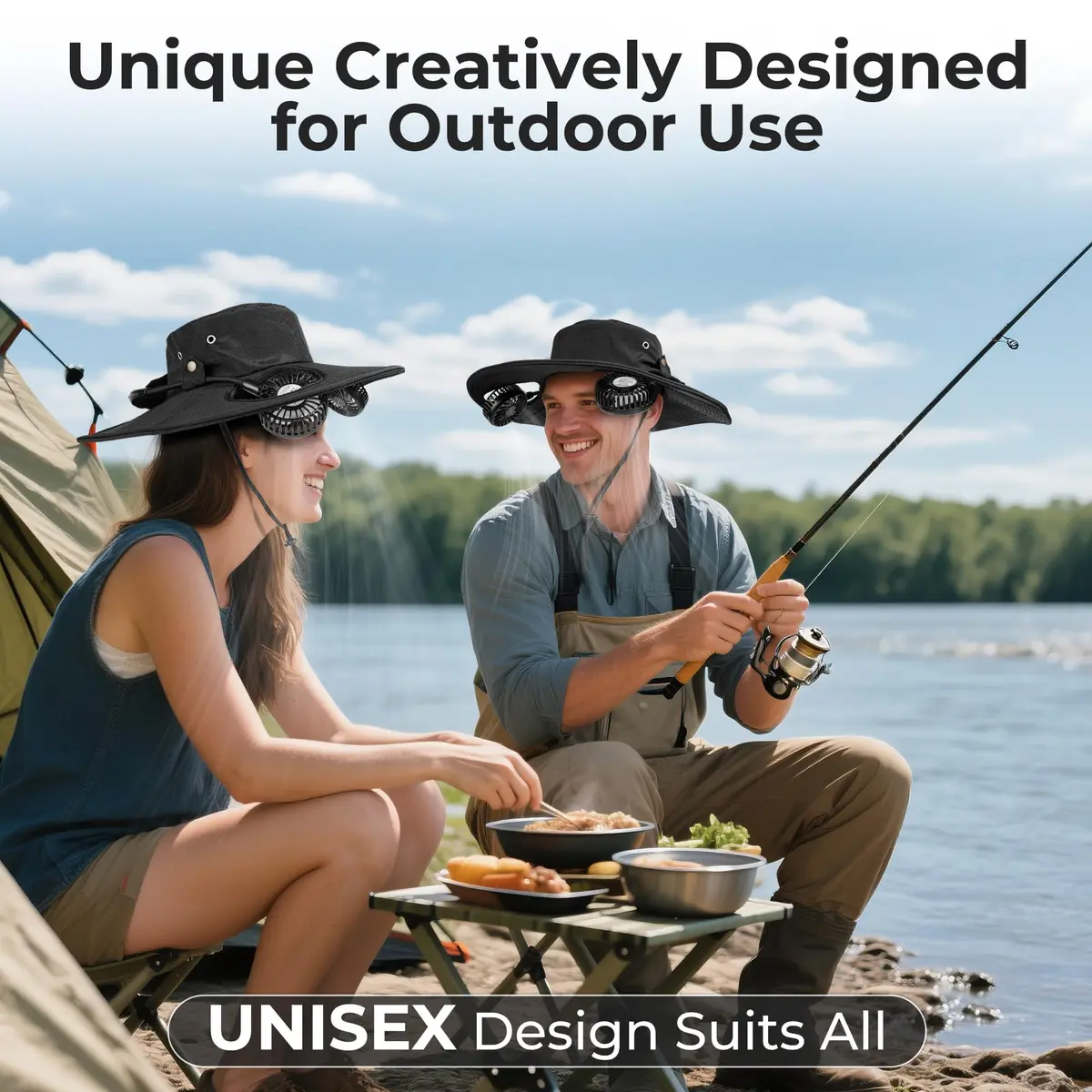 COMLIFE Cooling Sun Hat with Fan Rechargeable UPF 50+ | 16H Neck Fan for Camping & Beach - view 3