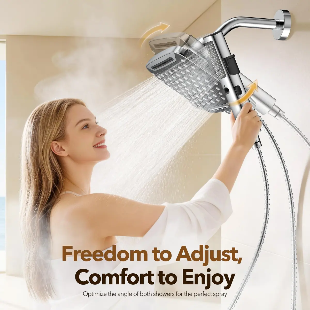 JDO High Pressure Rain Shower Head with Handheld Spray Chrome Polished | 10-inch Rainfall & Multi-Mode Handheld - view 6