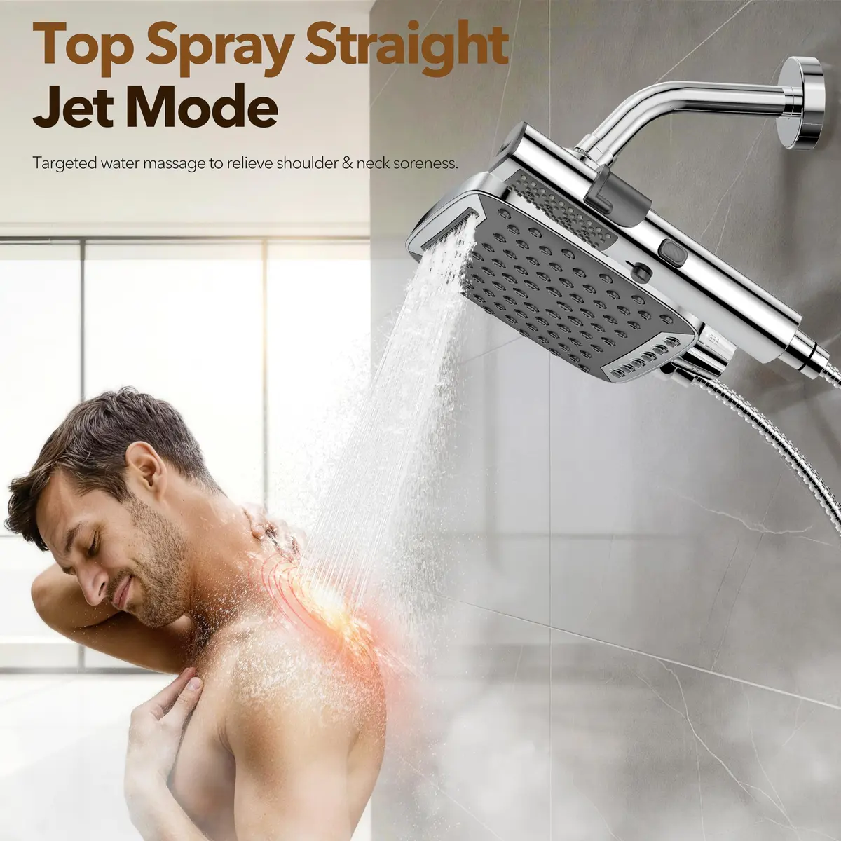 JDO High Pressure Rain Shower Head with Handheld Spray Chrome Polished | 10-inch Rainfall & Multi-Mode Handheld - view 3