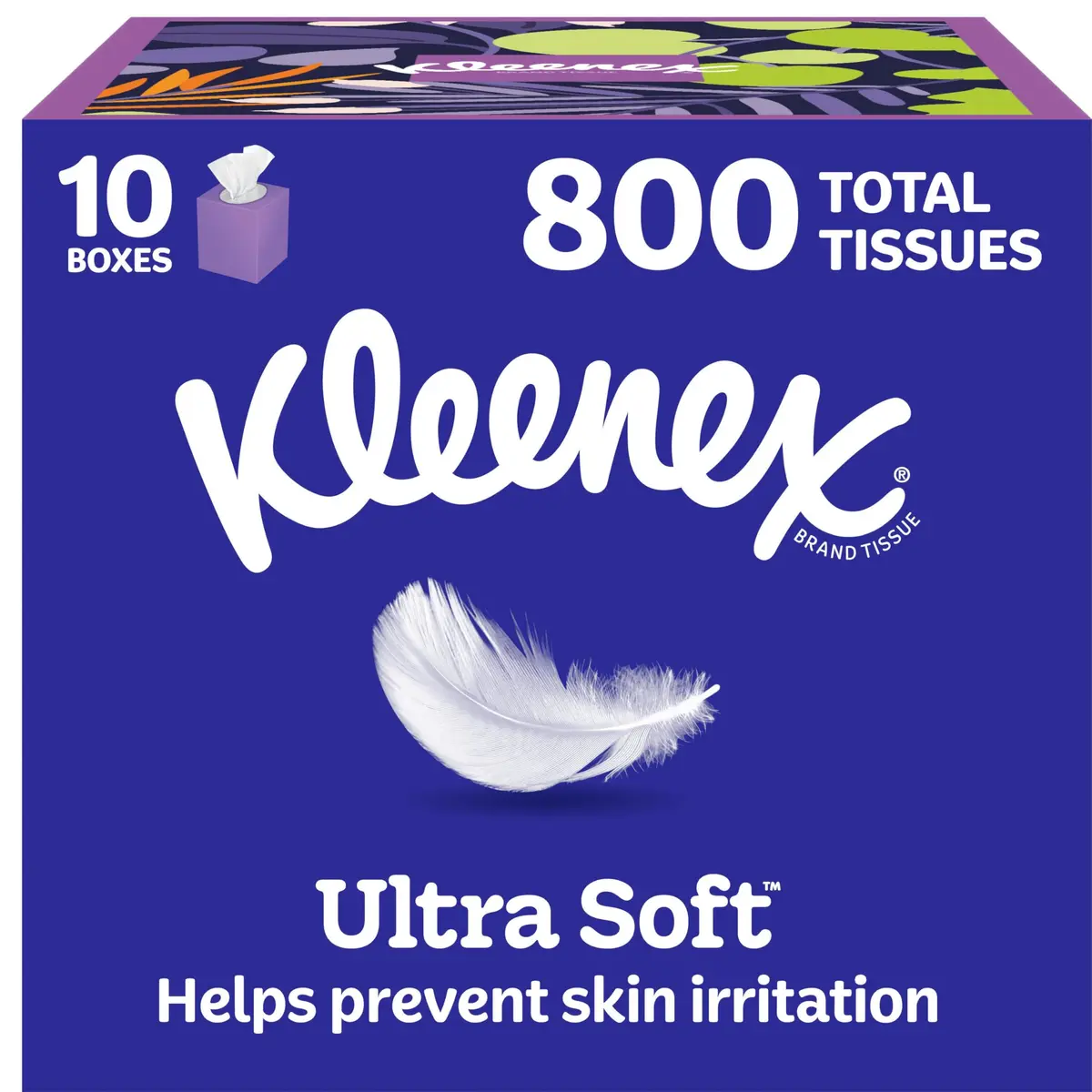 Kleenex Ultra Soft Facial Tissues 10 Cube Boxes | 3-Ply, 80 Tissues/Box, White, Hypoallergenic - main product image