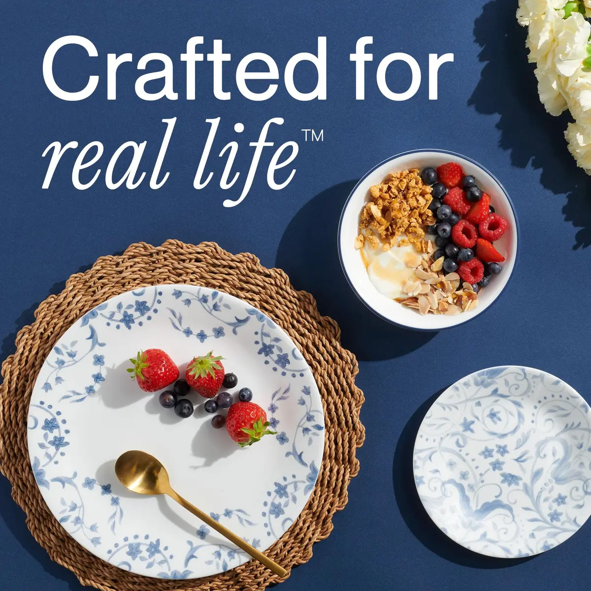 Corelle Darlington 18-Piece Dinnerware Set for 6 | Chip-Resistant, Lightweight Vitrelle Glass - view 5