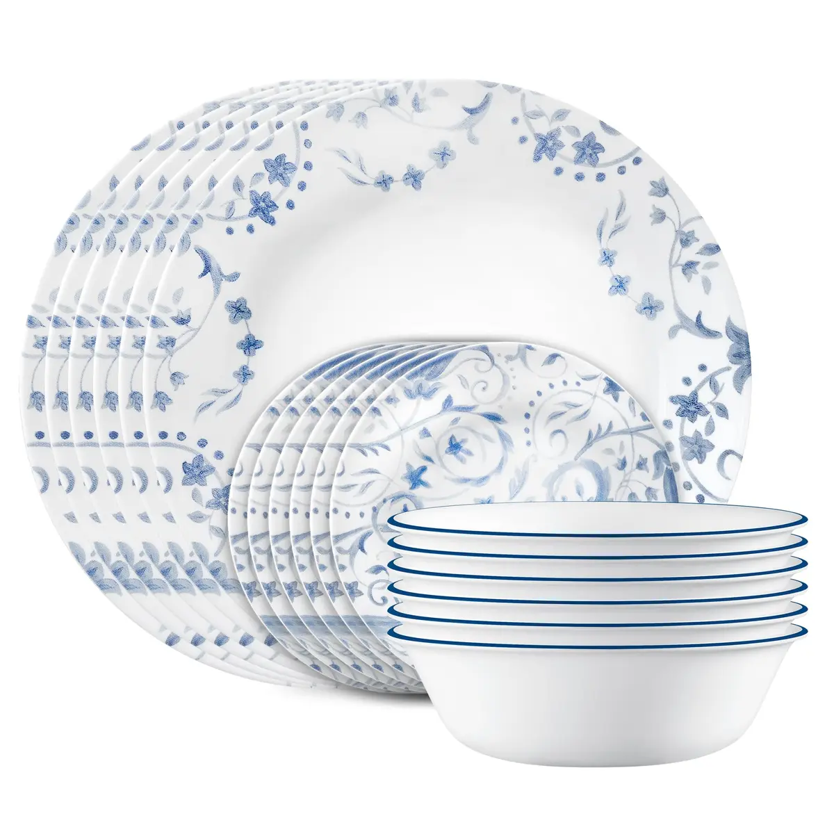 Corelle Darlington 18-Piece Dinnerware Set for 6 | Chip-Resistant, Lightweight Vitrelle Glass - main product image