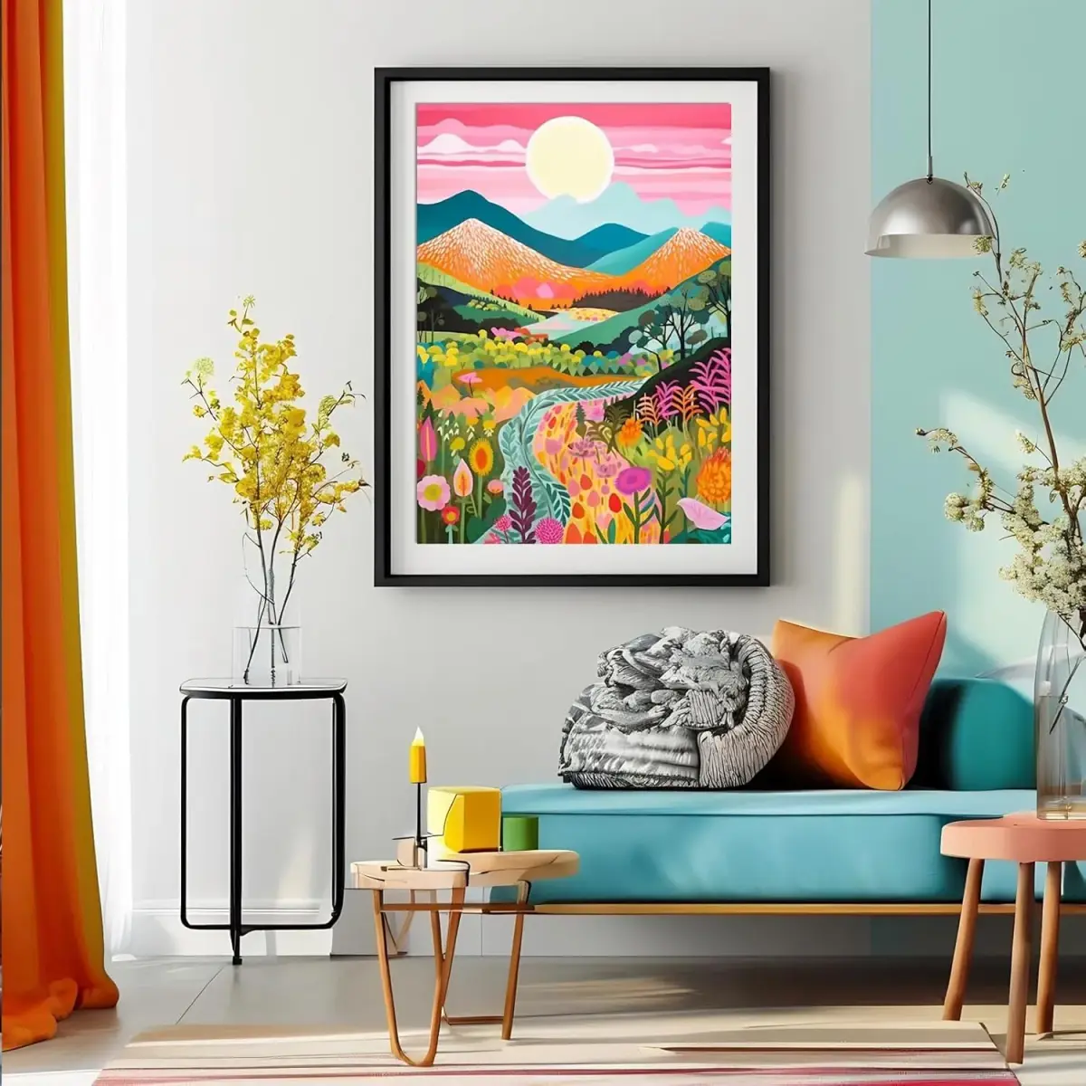 MjhRcll Abstract Landscape Stamped Cross Stitch Kit 12x16 Inch | Mountain Flowers Design for Adults Beginners - view 3