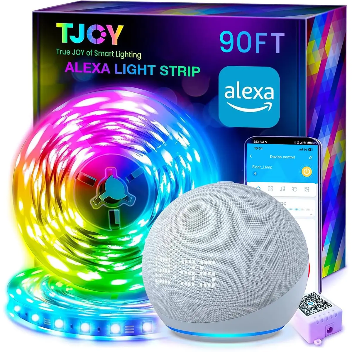TJOY 90FT Smart LED Strip Lights | Music Sync, RGB Color Changing Lights for Room Decor - main product image