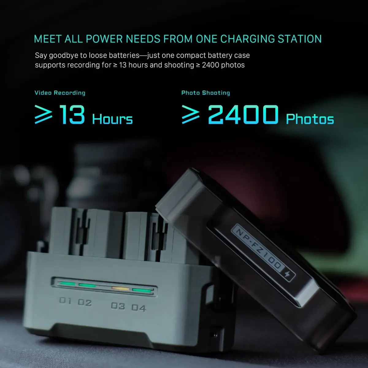 Tilta NP-FZ100 Portable Charging Station (4-Battery Kit) with 45W USB-C Fast Charging | 176g Lightweight Design - view 3