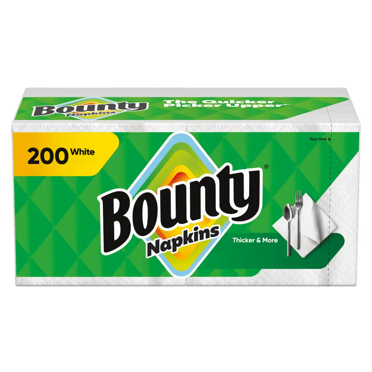 Bounty White Paper Napkins 200 Sheets per Pack (42 Packs) | Absorbent & Durable for Messes - main product image