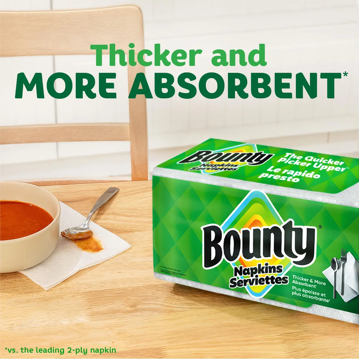Bounty White Paper Napkins 200 Sheets per Pack (42 Packs) | Absorbent & Durable for Messes - view 2