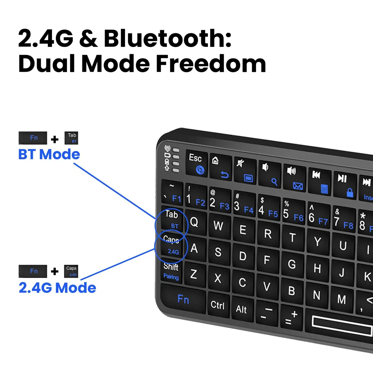 MRSVI Mini Keyboard with Touchpad | Bluetooth & 2.4G Dual-Mode, Rechargeable, 7-Color Backlit, Portable for Tablet/PC/Phone/TV - view 7