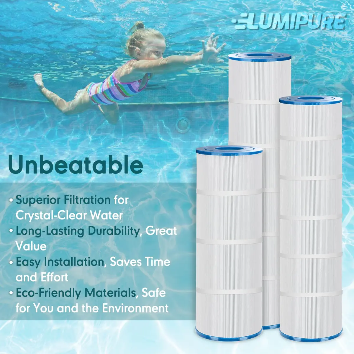 LumiPure 4 Pack CCP320 Pool Filter Cartridge | Exact Dimensions, Advanced Filtration, Long-Lasting (70-120 chars) - view 5