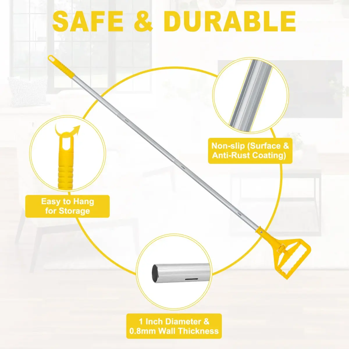KeFanta Commercial Mop Handle Heavy Duty 2 Pack | 152 cm (59 inch) Aluminum Side Gate Mop Stick - view 5