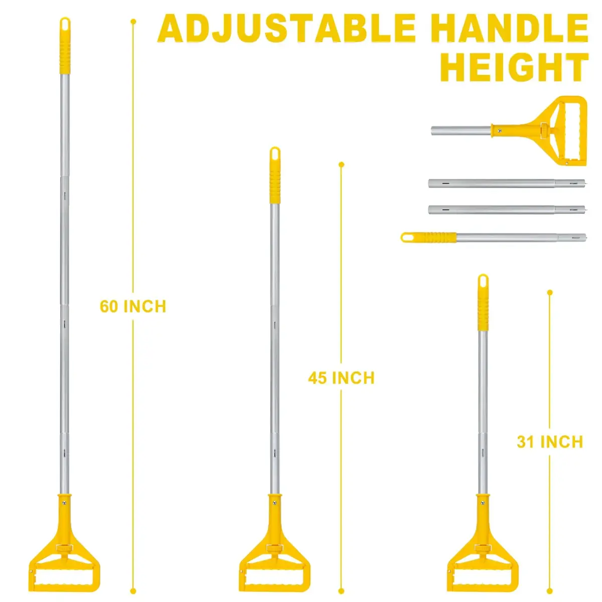 KeFanta Commercial Mop Handle Heavy Duty 2 Pack | 152 cm (59 inch) Aluminum Side Gate Mop Stick - view 2
