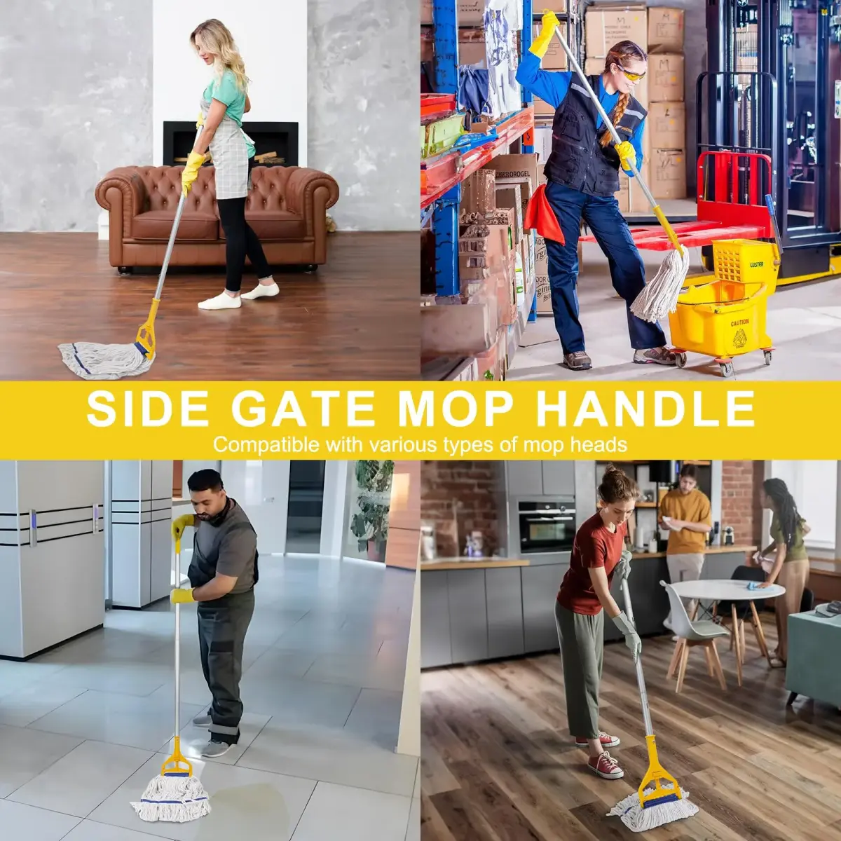 KeFanta Commercial Mop Handle Heavy Duty 2 Pack | 152 cm (59 inch) Aluminum Side Gate Mop Stick - view 3