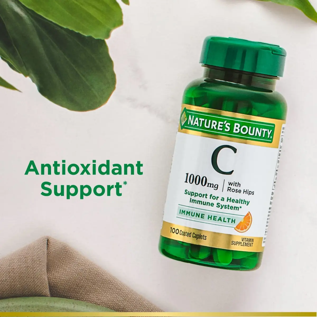 Nature's Bounty Vitamin C + Rose Hips 1000mg 200 Caplets (100 Count x 2) | Immune Support with Antioxidant Protection - view 4