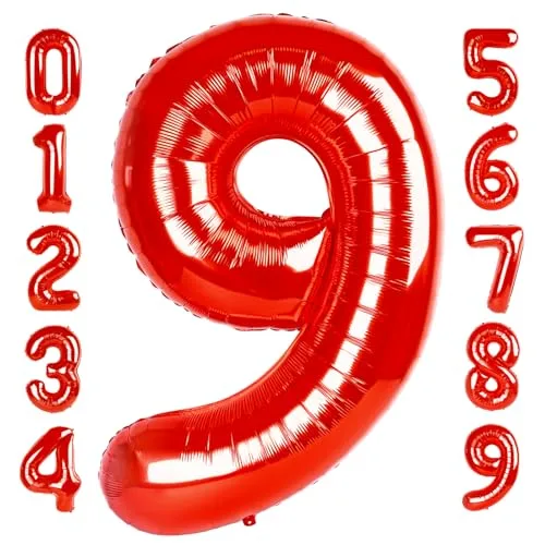 Mluchee 40 Inch Red Number Balloons (25) | Large Foil Balloons for 25th Birthday Decorations - main product image