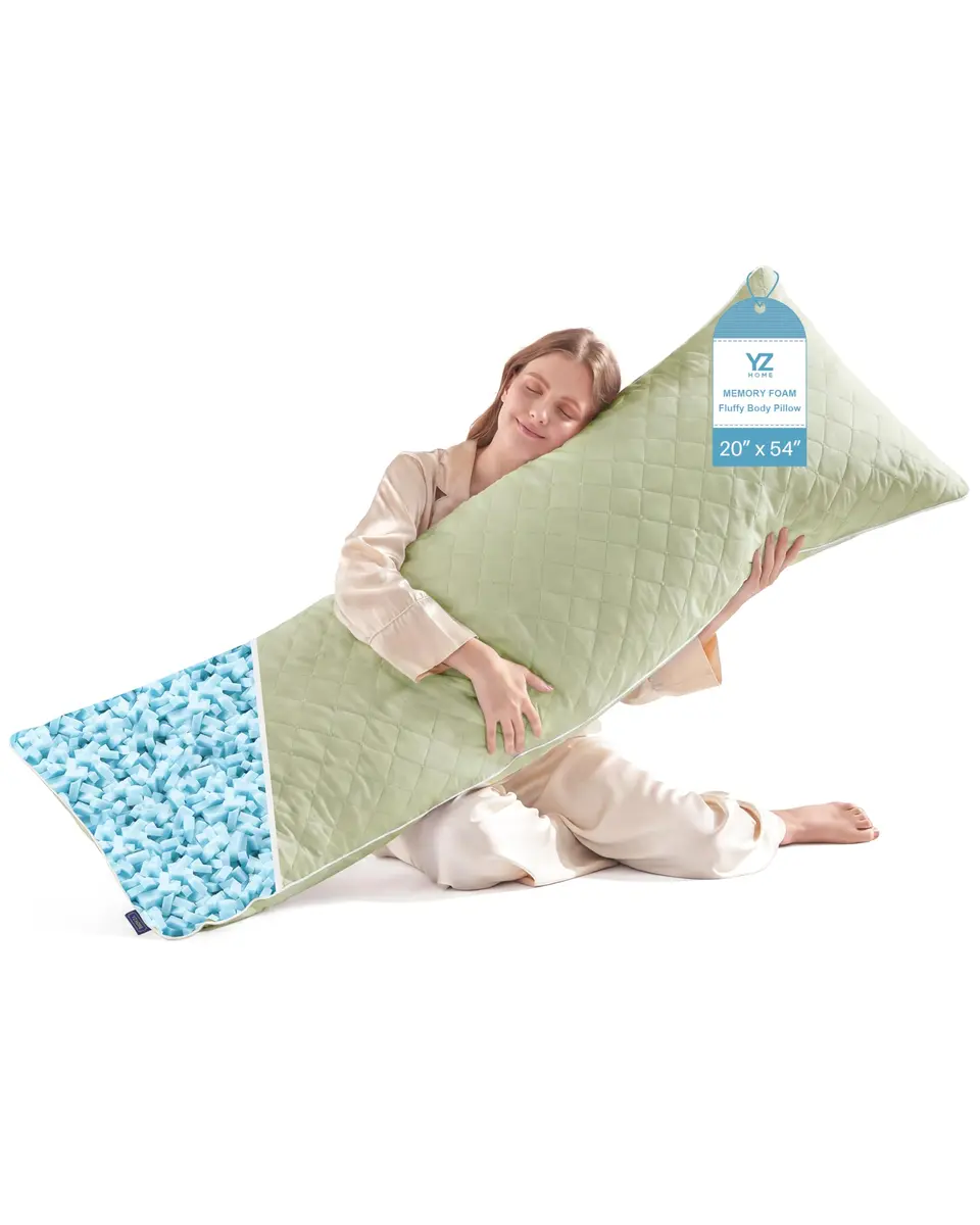 YZ HOME Long Body Pillow for Adults | Firm Support with Shredded Memory Foam (20x54 Inch, Beige) - main product image