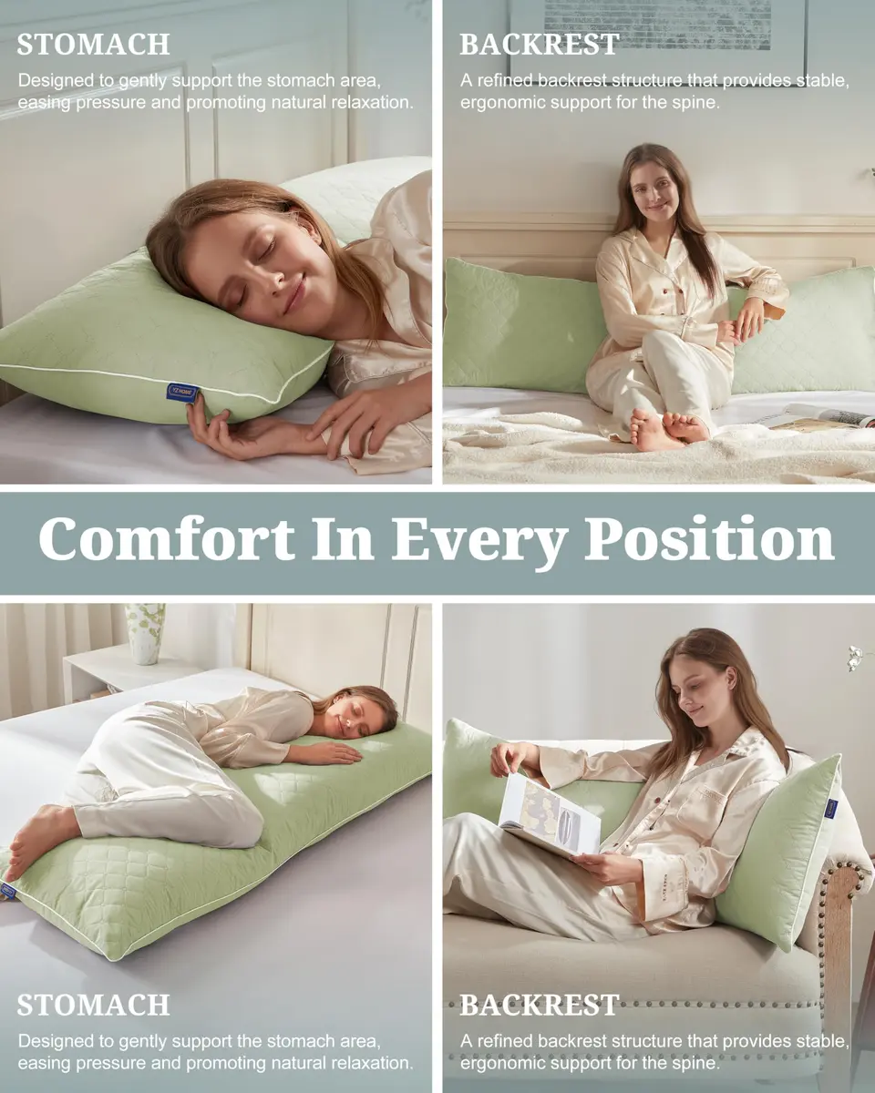 YZ HOME Long Body Pillow for Adults | Firm Support with Shredded Memory Foam (20x54 Inch, Beige) - view 5