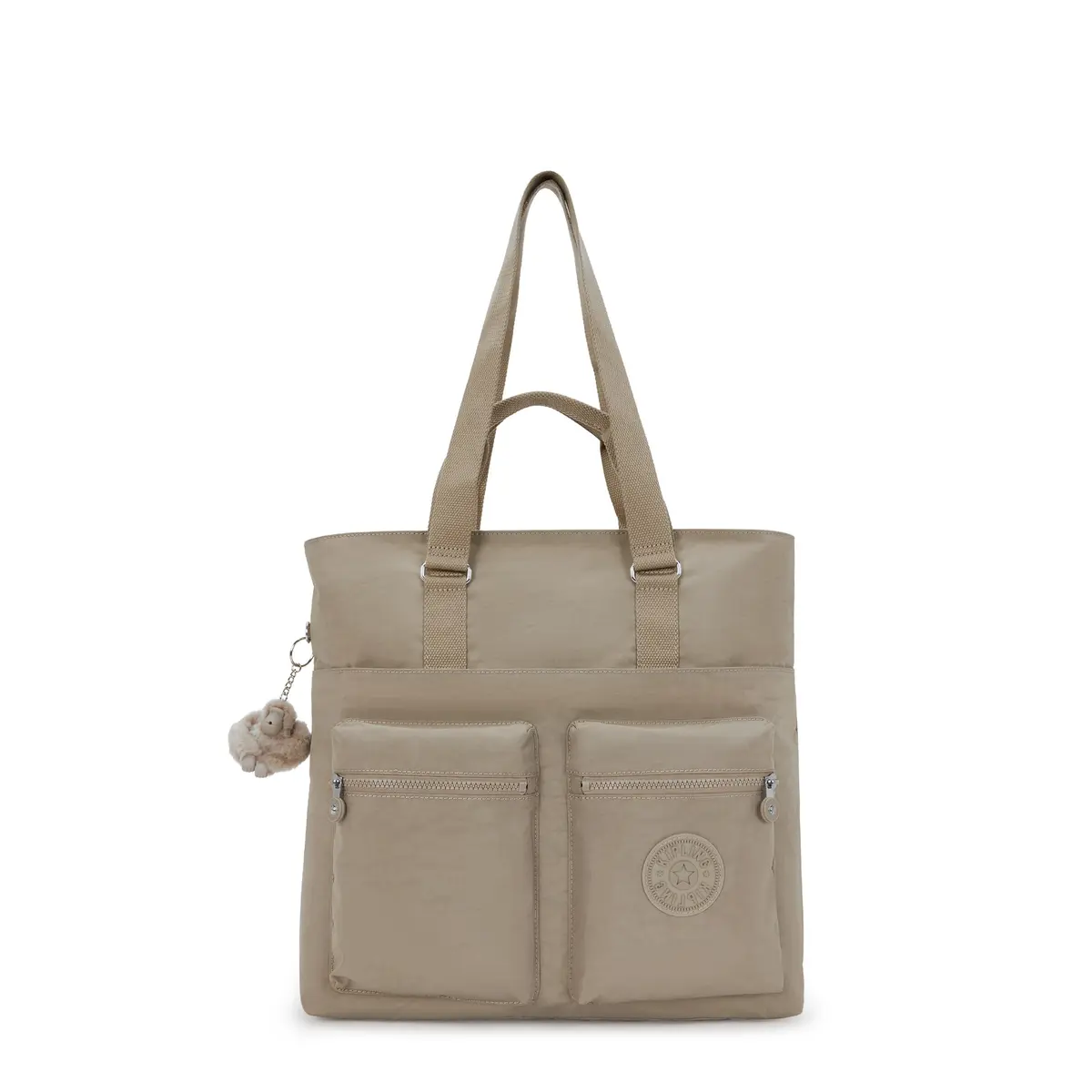 Kipling Women's India Tote Bag Soft Taupe | Large Nylon Zippered Handbag 37.5cm (14.75"L x 15.25"H x 7"D) - main product image