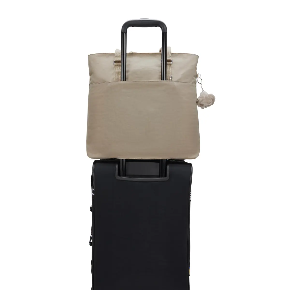Kipling Women's India Tote Bag Soft Taupe | Large Nylon Zippered Handbag 37.5cm (14.75"L x 15.25"H x 7"D) - view 6