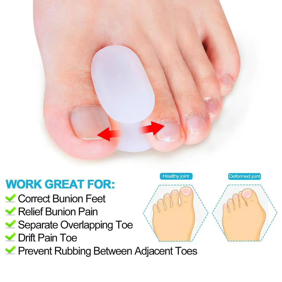 Povihome Gel Toe Spacers Separators 16 Pack (Small Size) | Bunion Corrector for Overlapping Toes - view 5