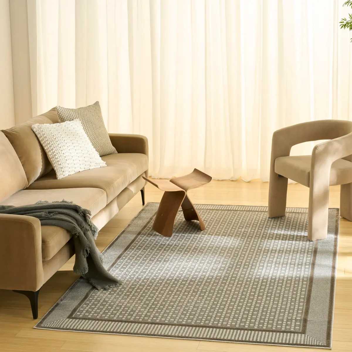 Nourison Nordic Ivory Grey Area Rug 2' x 3' | Scandinavian Geometric Design, Easy Clean, Non Shedding - view 2