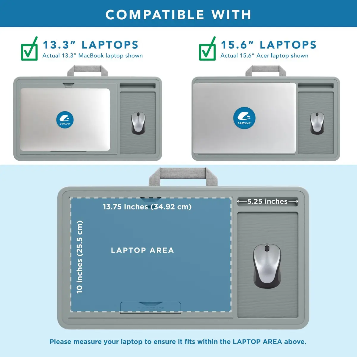 LapGear Ergonomic Pro Lap Desk Gray Fits 15.6" Laptops | 9-Height Adjustable with Mouse Pad & Storage - view 3