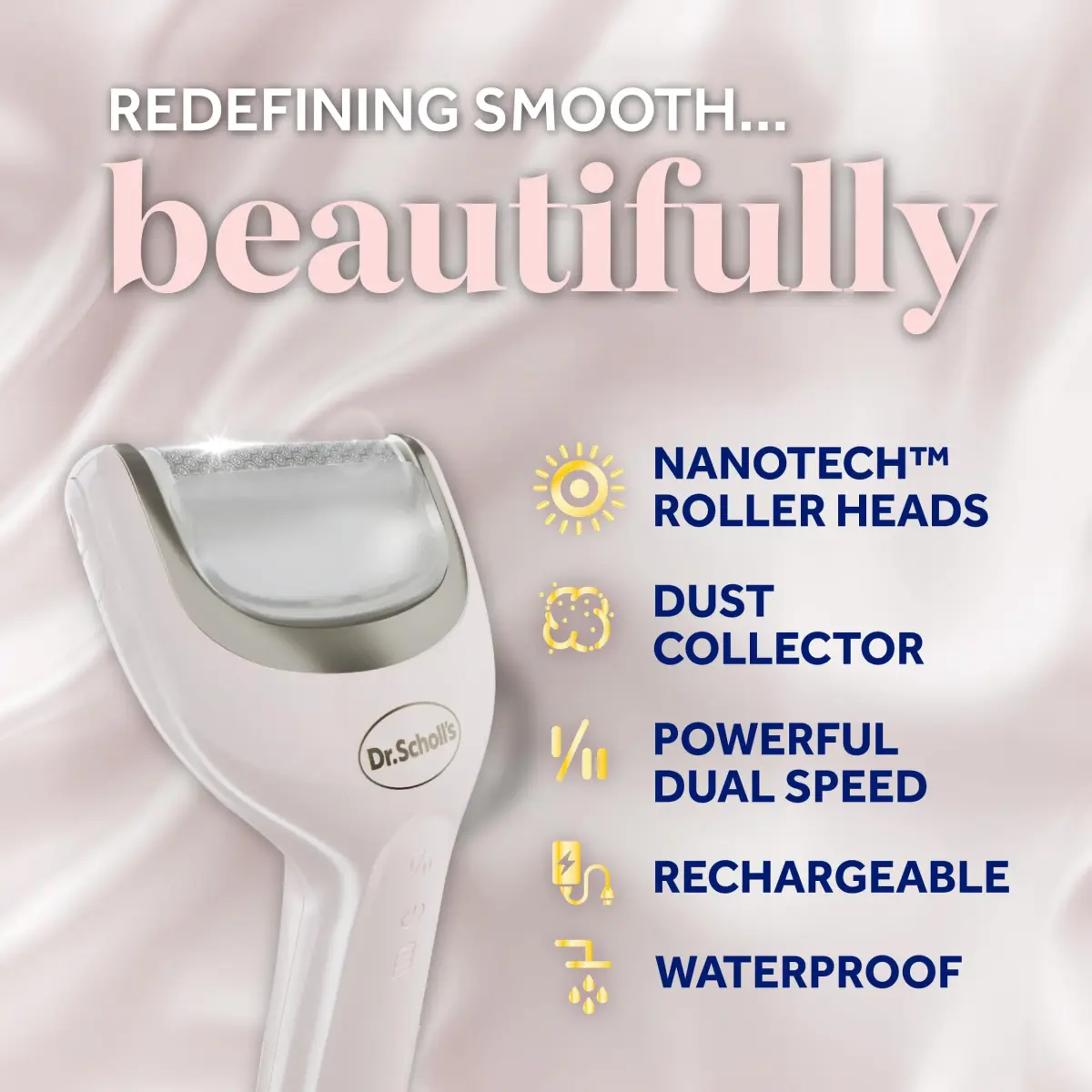 Dr. Scholl's Pedi Perfect Electric Foot Callus Remover with 2 Roller Heads | Waterproof, Rechargeable, 90 Min Run Time - view 3