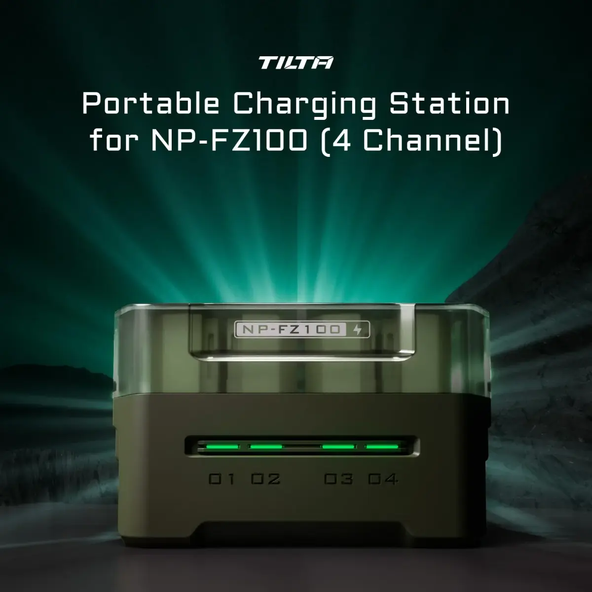 Tilta NP-FZ100 Portable Charging Station (4-Battery Kit) Green | 45W PD Fast Charging, Works with Sony FX3, A7 IV, A6700 - view 2