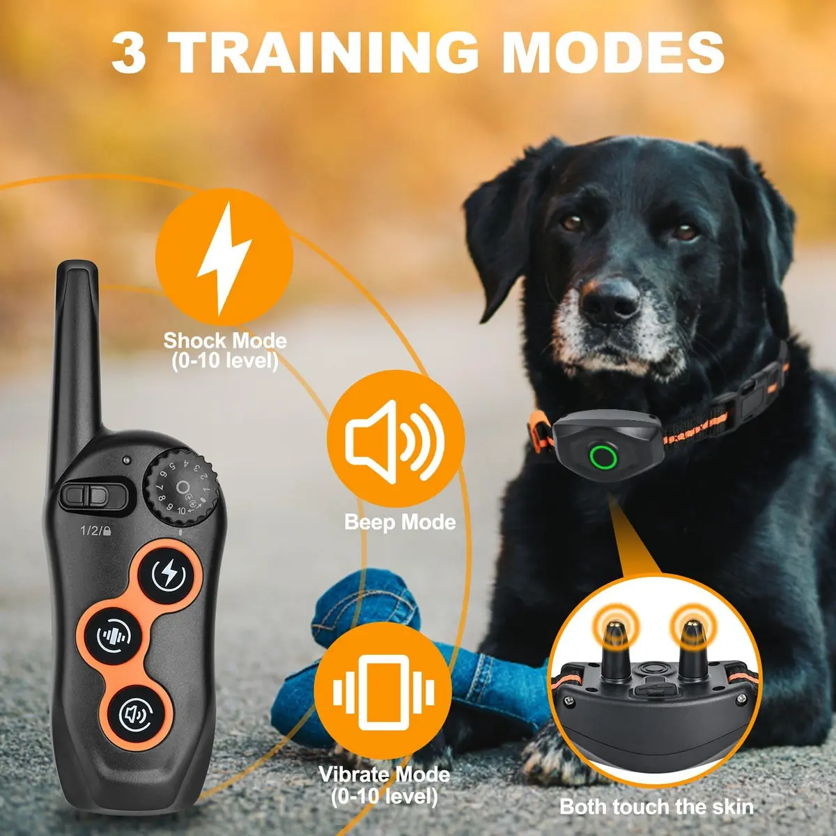 MAISOIE Dog Training Collar Black | IPX7 Waterproof Remote Range 1300ft, 3 Modes, Rechargeable - view 2