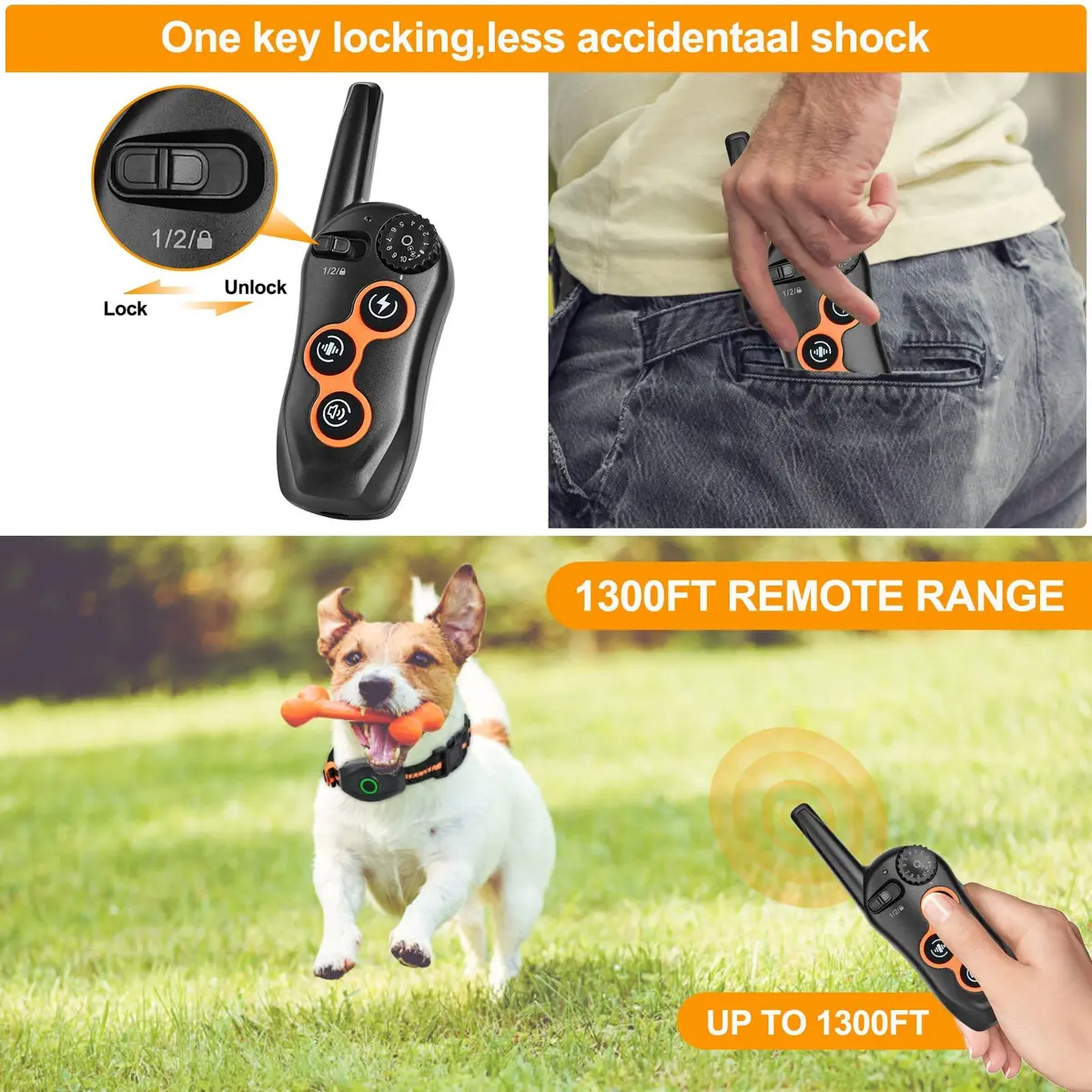 MAISOIE Dog Training Collar Black | IPX7 Waterproof Remote Range 1300ft, 3 Modes, Rechargeable - view 3