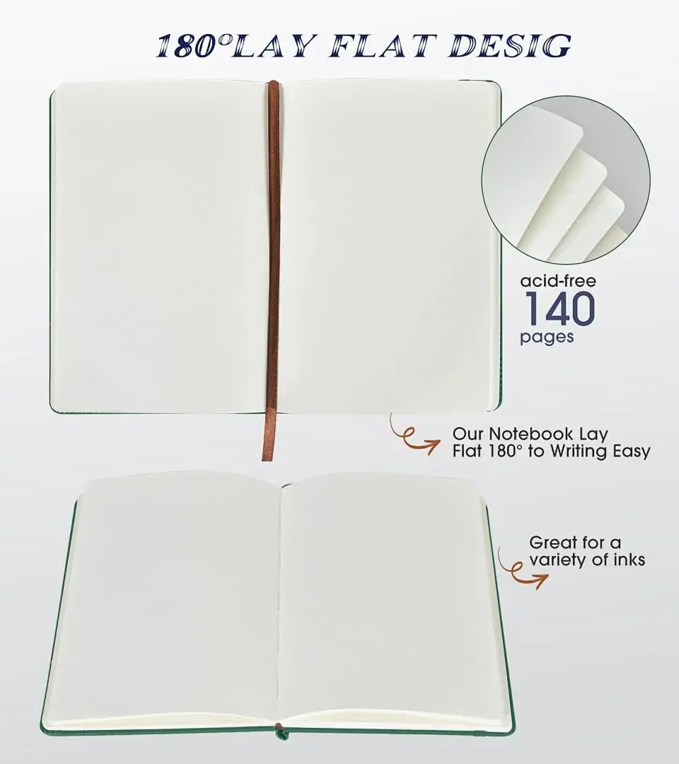 Biuwory Green Blank Journal Notebook A5 (5.7"×8.3") | Acid-Free Paper for Artists & Writers - view 4