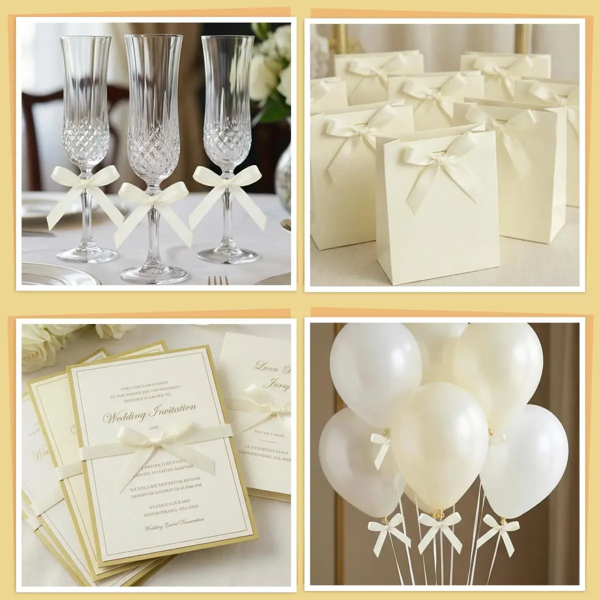 NatNarr Ivory Bow Cake Toppers 30 Pack | Handmade Polyester Ribbon for Party Decorations - view 7
