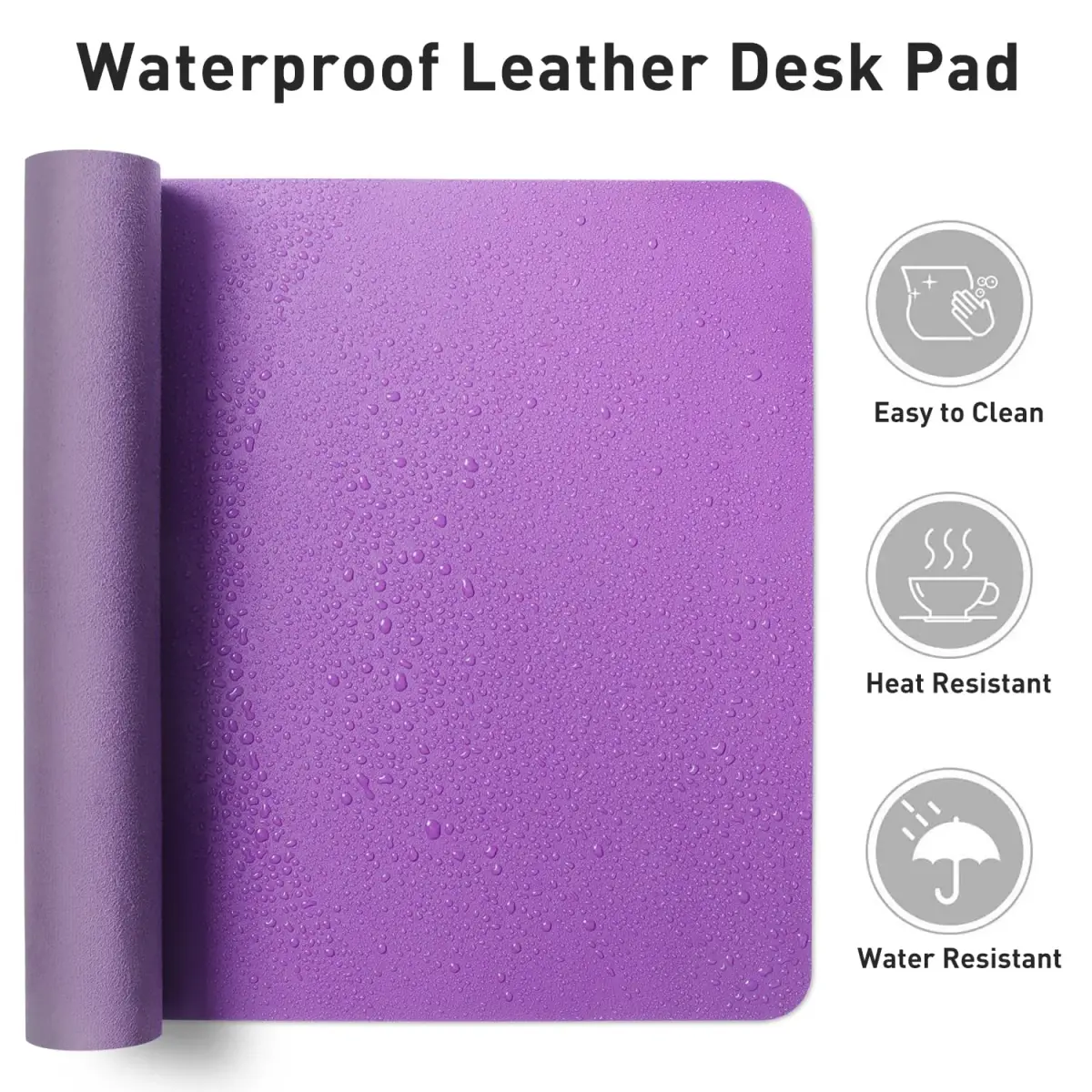 Aothia Faux Leather Desk Mat - Iris Violet, 139.7cm x 61cm (55" x 24") | Smooth Writing Surface for Office & Home - view 7
