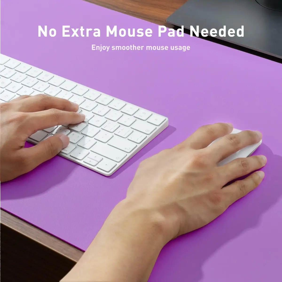Aothia Faux Leather Desk Mat - Iris Violet, 139.7cm x 61cm (55" x 24") | Smooth Writing Surface for Office & Home - view 4