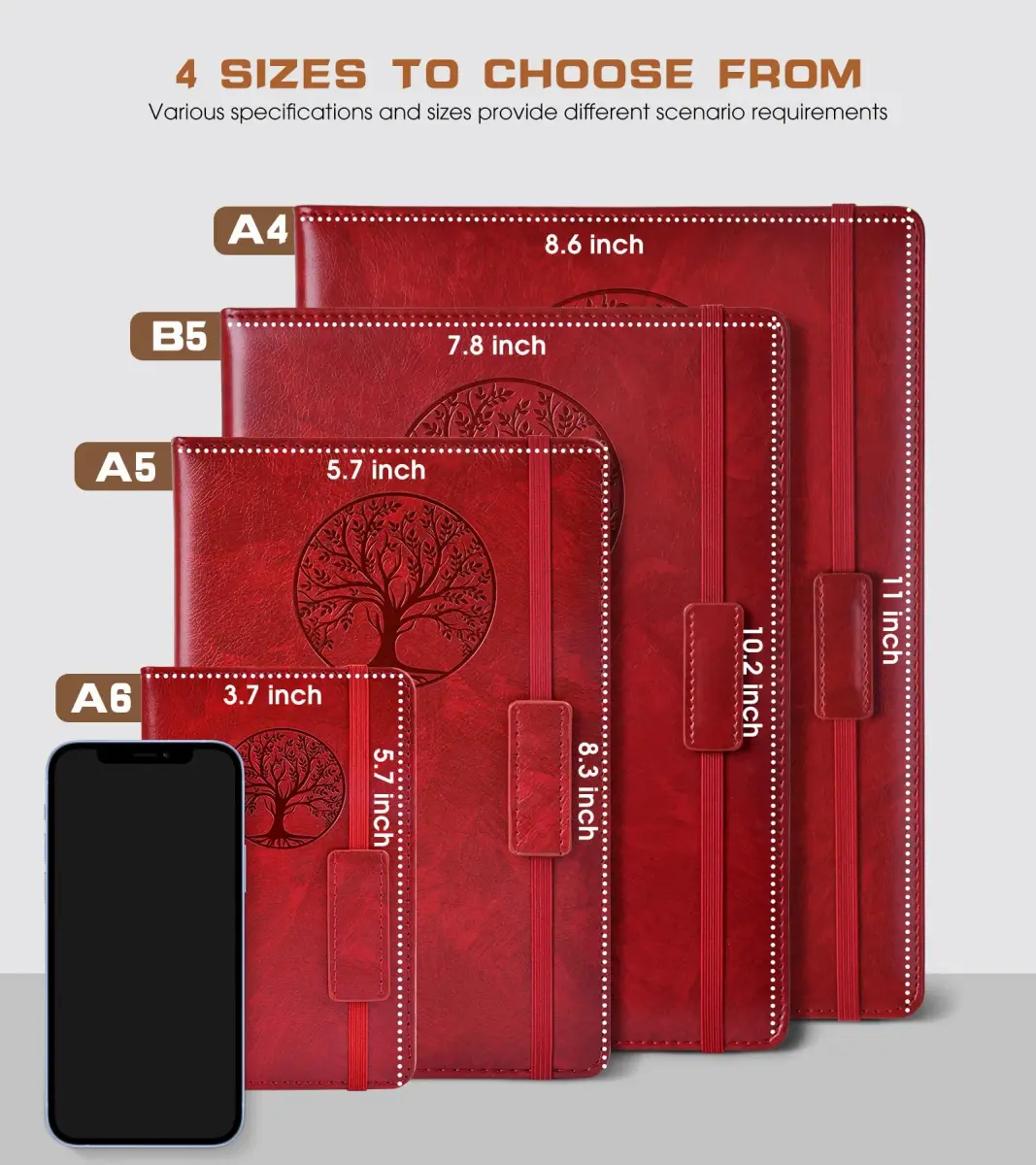 Biuwory A5 Graph Paper Notebook Journal (5.7"×8.3", 140 Pages, Wine Red) | Acid-Free Paper for Precise Writing - view 2