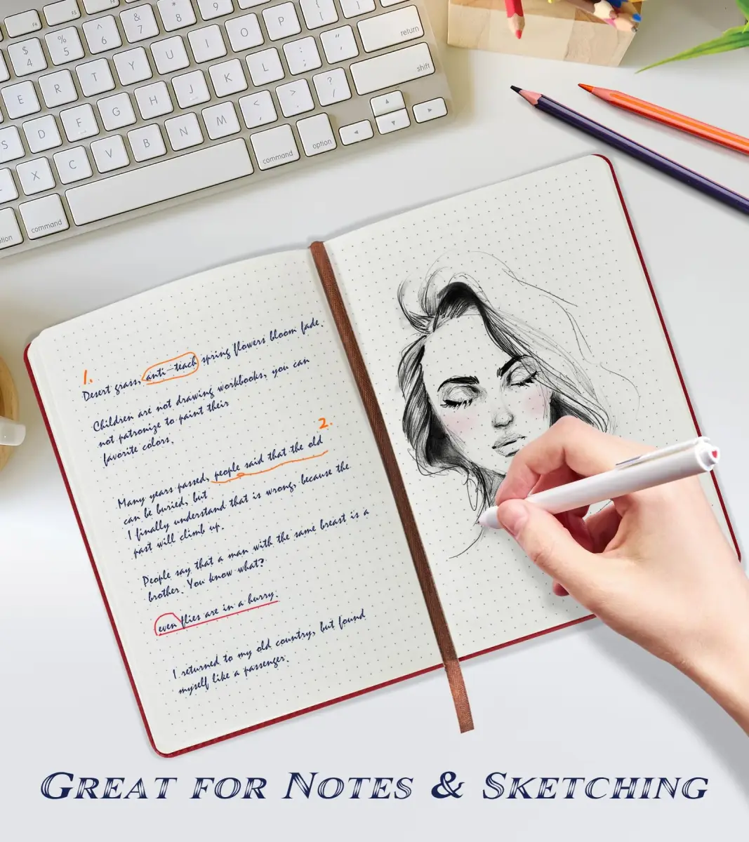 Biuwory Dotted Journal Notebook A5 140 Pages | Acid-Free Paper for Smooth Writing - view 3