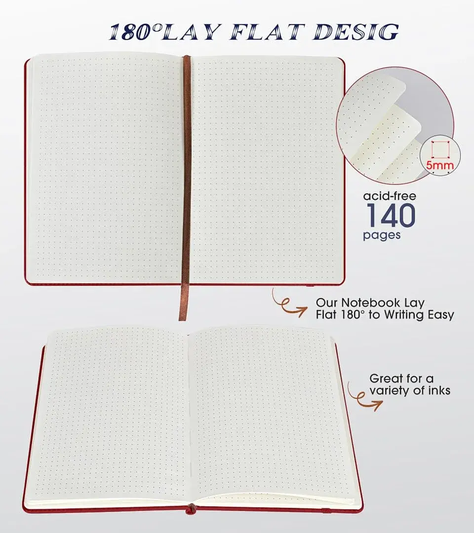 Biuwory Dotted Journal Notebook A5 140 Pages | Acid-Free Paper for Smooth Writing - view 5