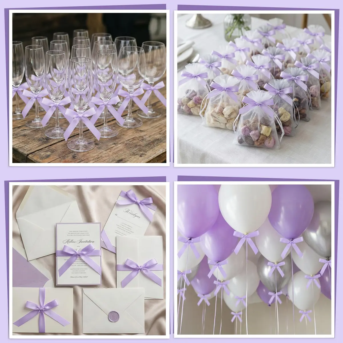 NatNarr Light Purple Bow Cake Toppers, 30 Pack Ribbon Bows for Cake Decorations | Handmade Polyester for Parties - view 7