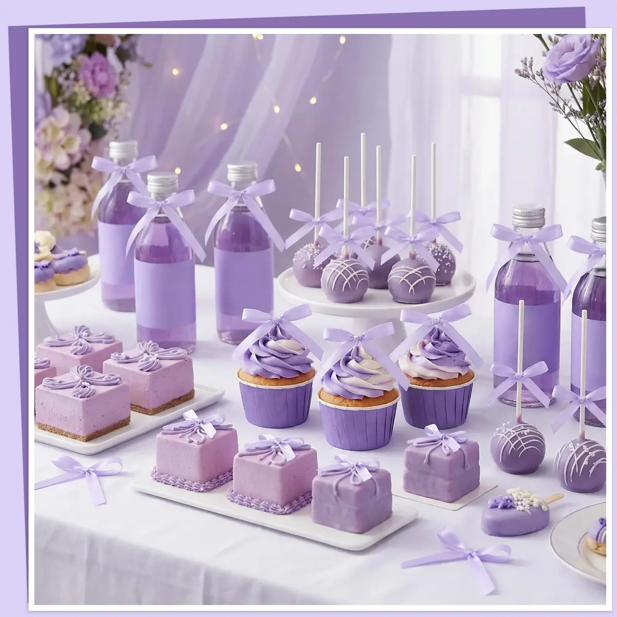 NatNarr Light Purple Ribbon Bow Cake Toppers (30 Pack, 2.9 x 5.7 inches) | Handmade Quality for Indian Celebrations - view 5