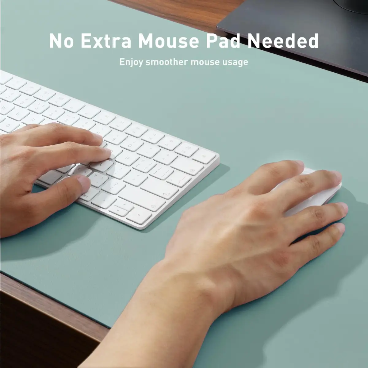 Aothia Faux Leather Desk Mat Light Blue 139.7cm x 60.96cm (55" x 24") | Non-Slip PU Leather Desk Blotter - view 4