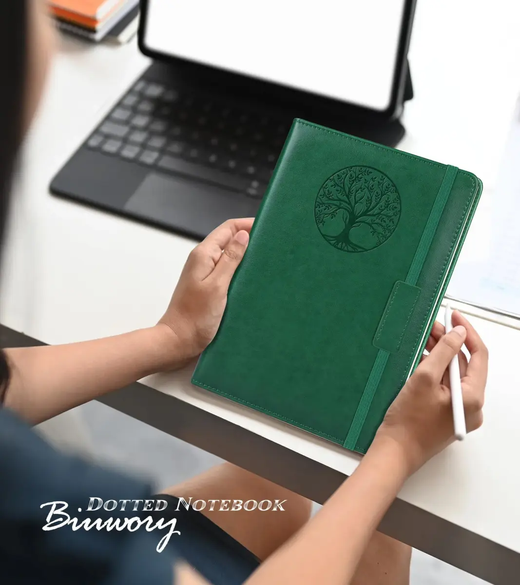 Biuwory Graph Paper Notebook Journal for Women Men, 140 Pages A5 (5.7"×8.3") Hardcover Leather-Look Grid Notebook - view 7