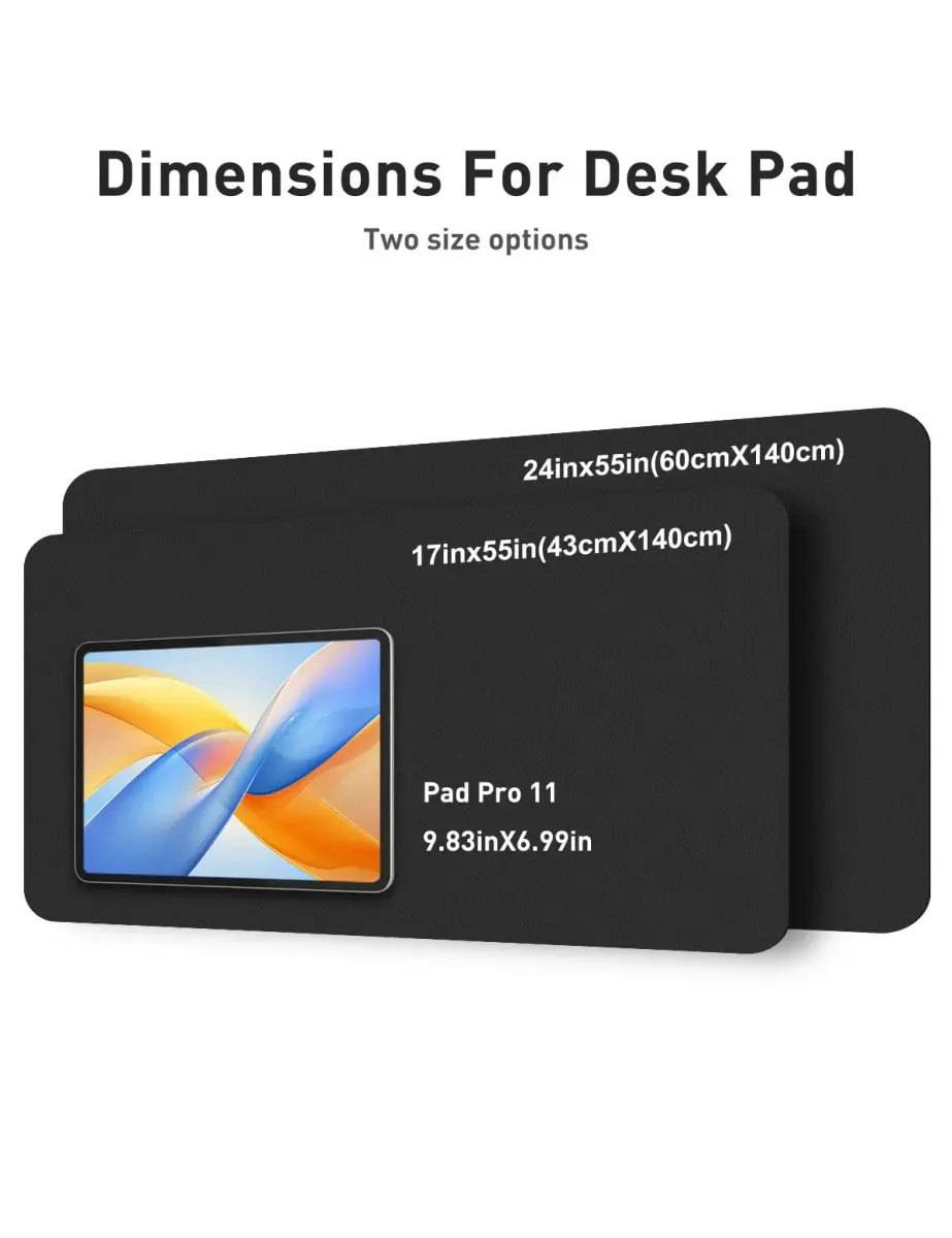 Aothia Faux Leather Desk Mat - Black, 140cm x 60cm (55" x 24") | Protects Desks from Scratches, Spills, and Heat - view 5
