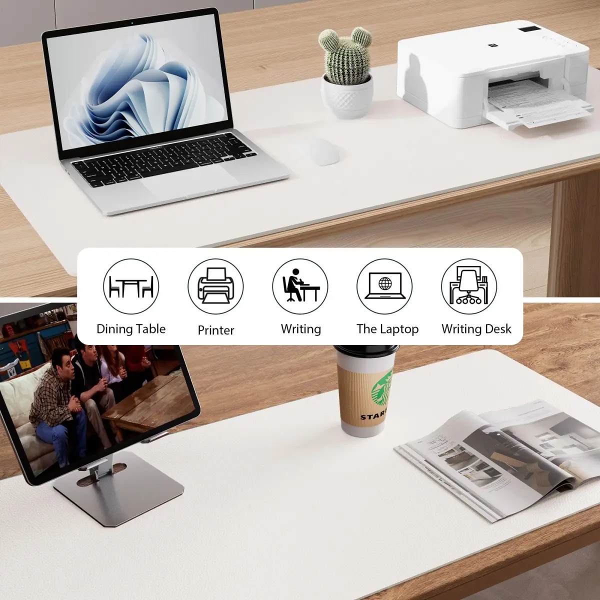 Aothia Faux Leather Desk Mat 140cm x 61cm (55" x 24") | Waterproof, Non-Slip PU Blotter for Office & Home - view 6