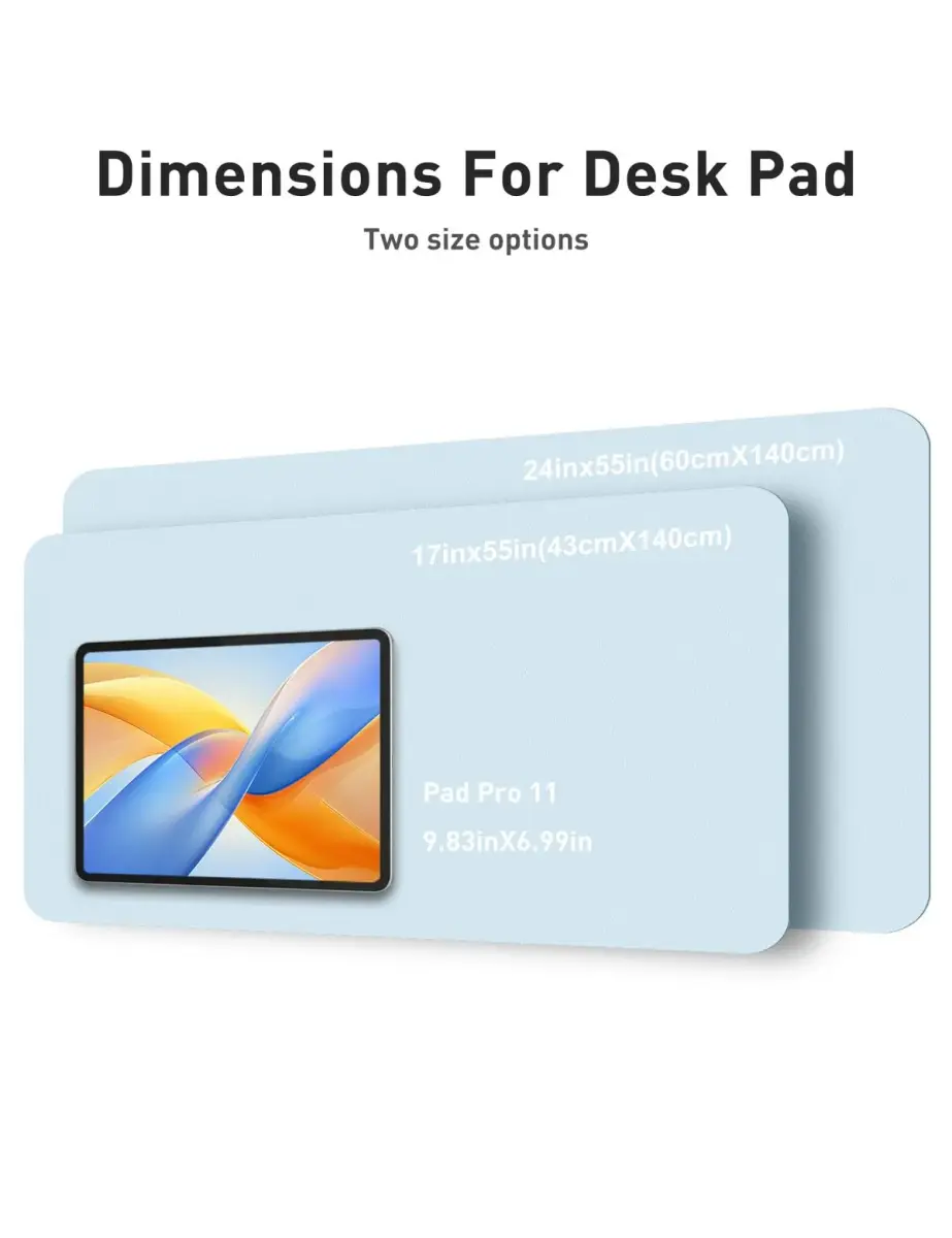 Aothia Faux Leather Desk Mat 55" x 17" (140cm x 43cm) | Baby Blue | Large Office Desk Pad - view 5