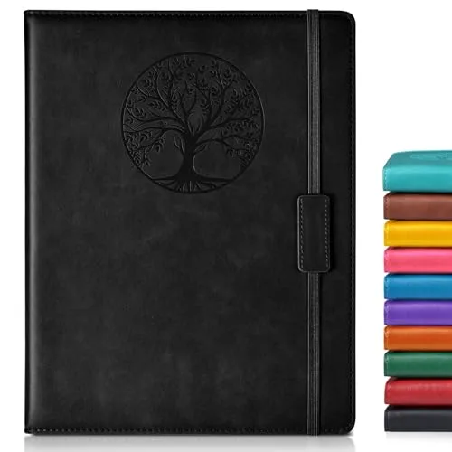 Biuwory Black Blank Journal Notebook with Faux Leather Cover, A5 (5.7"×8.3"), 140 Pages | Premium Unlined Sketchbook for Drawing & Writing - main product image