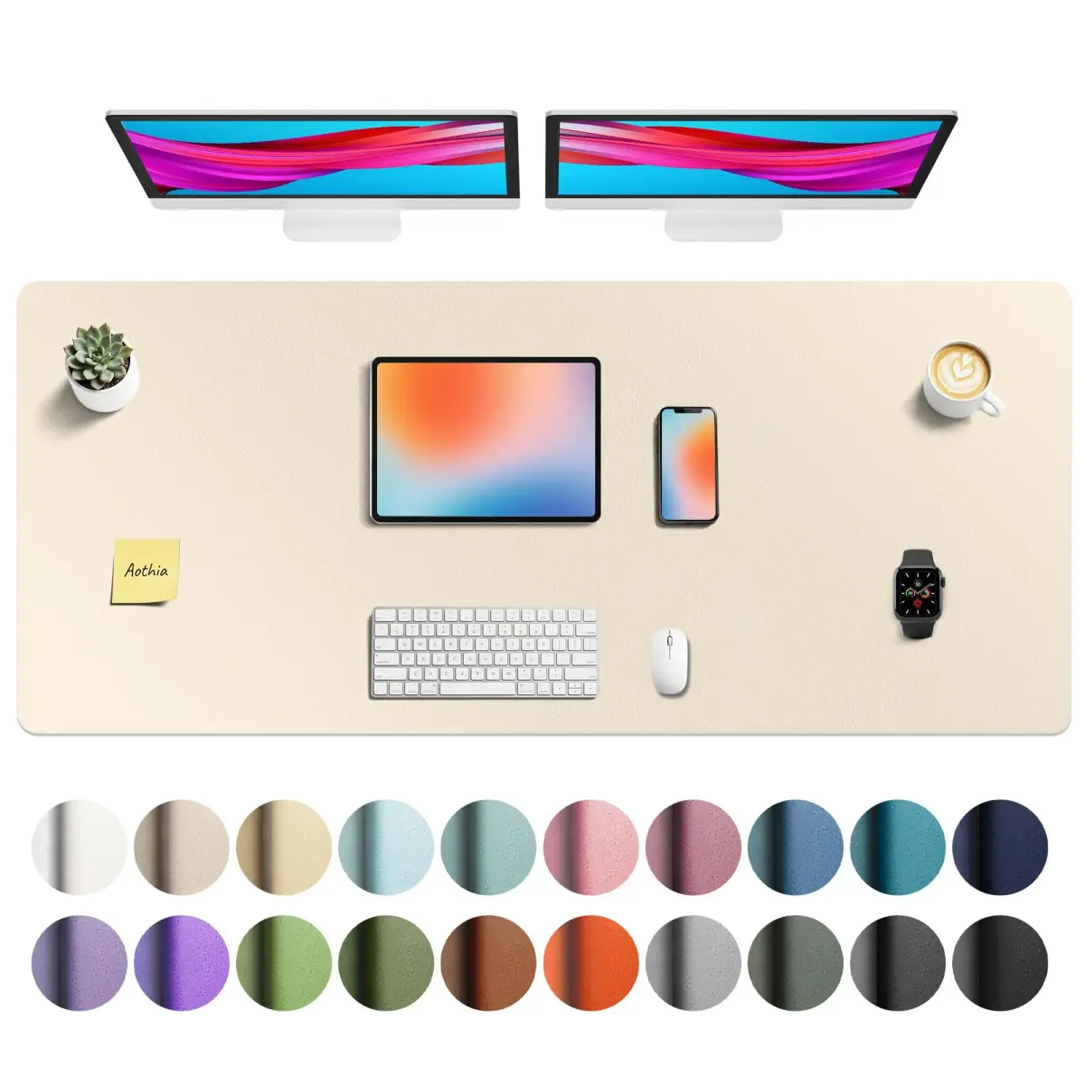 Aothia Faux Leather Desk Mat - Large 140cm x 61cm (55" x 24") | Waterproof & Non-Slip PU Leather Writing Surface - main product image