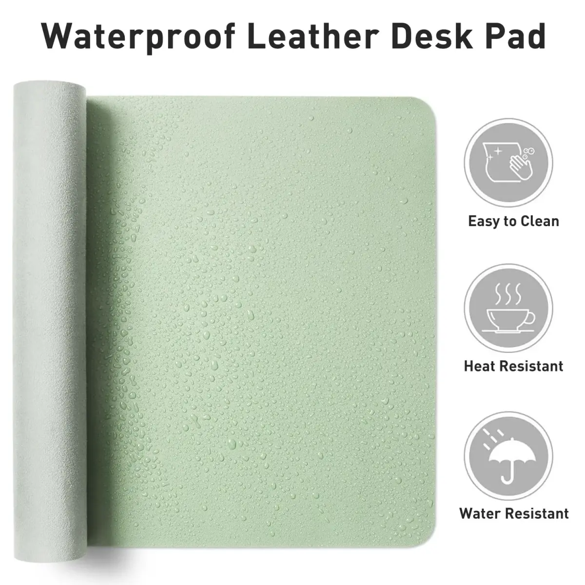 Aothia Faux Leather Desk Mat Aqua 140cm (55") x 43cm (17") | Smooth Writing Surface for Office & Home - view 7