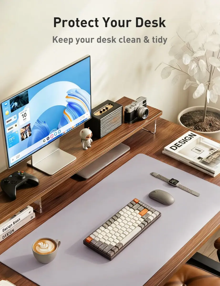 Aothia Smoky Lavender Desk Mat 55" x 17" | Faux Leather Large Mouse Pad - view 8