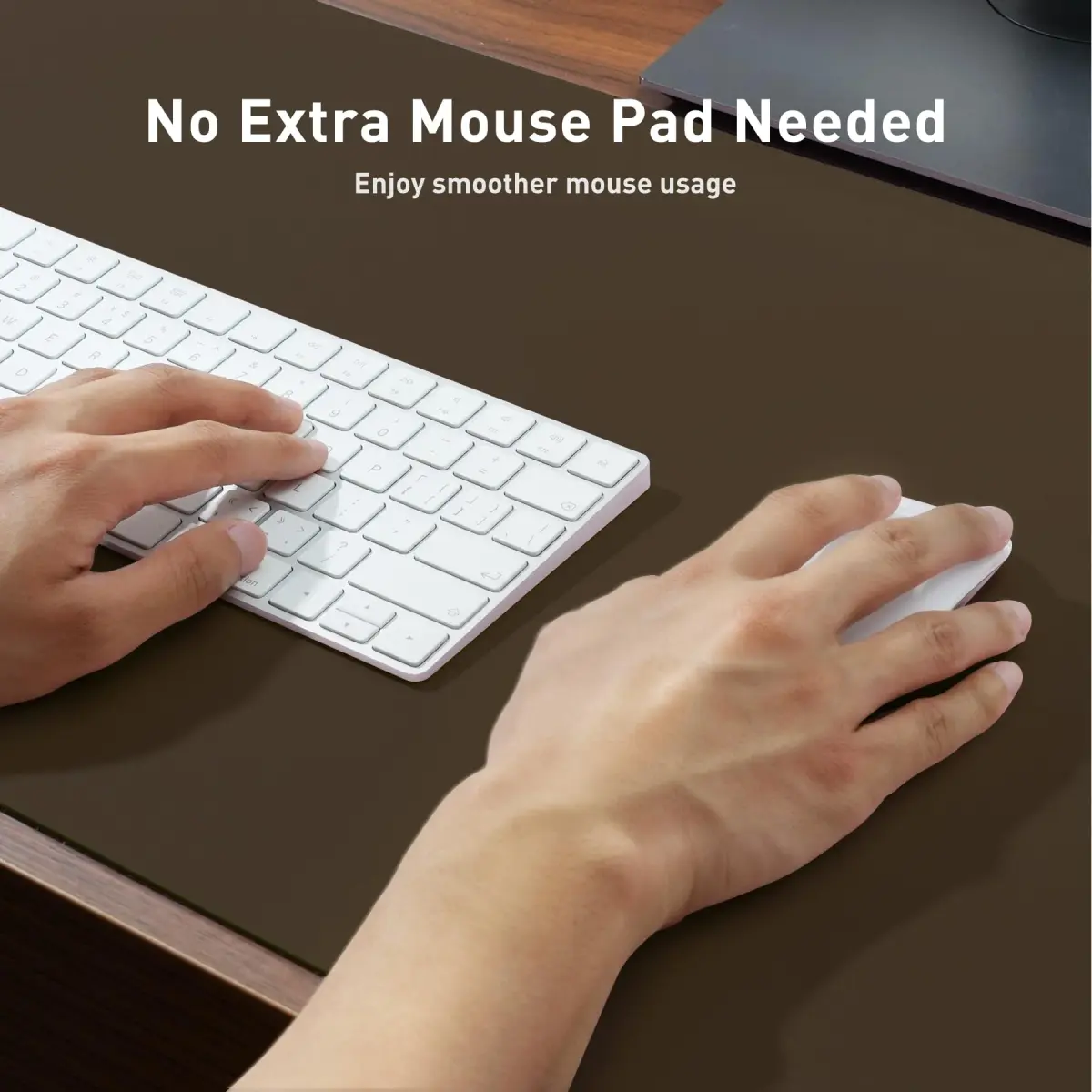 Aothia Faux Leather Desk Mat Coffee 55" x 17" | Protects Desk from Scratches and Spills - view 4
