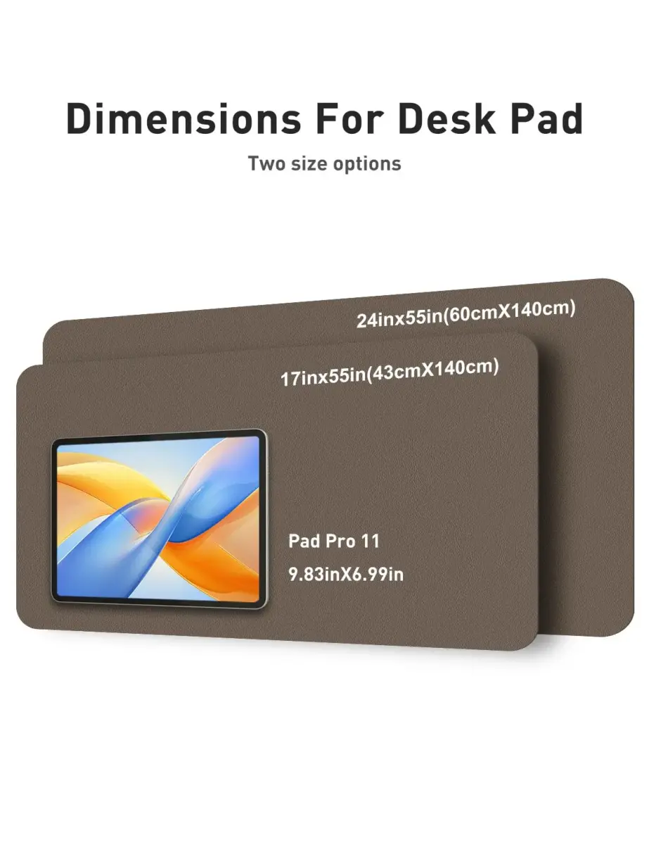 Aothia Faux Leather Desk Mat Coffee 55" x 17" | Protects Desk from Scratches and Spills - view 5